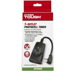 Hyper Tough Outdoor Grounded Photocell Dusk to Dawn Timer Single Outlet -2 Pack